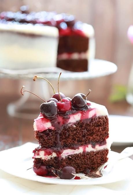 Chocolate Cherry Cake with Mascarpone Frosting