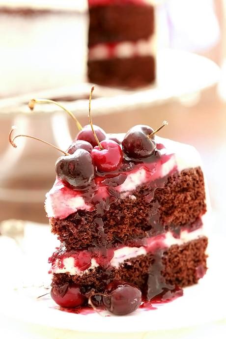 Chocolate Cherry Cake with Mascarpone Frosting