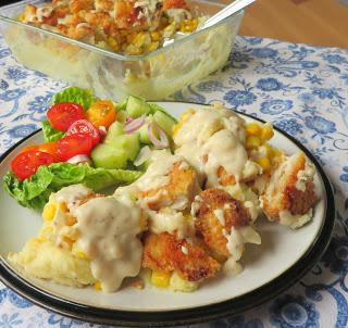 Crispy Chicken with Cheesy Mash & Cream Gravy