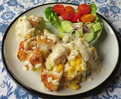 Crispy Chicken with Cheesy Mash & Cream Gravy