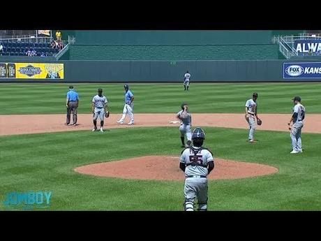 Trevor Bauer throws ball over centerfield wall after a rough 5th inning, a breakdown