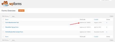 wpforms shortcode