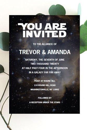 star wars wedding theme wedding invitation