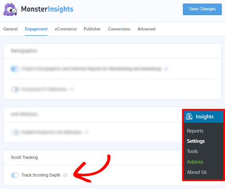 monsterinsights scroll tracking