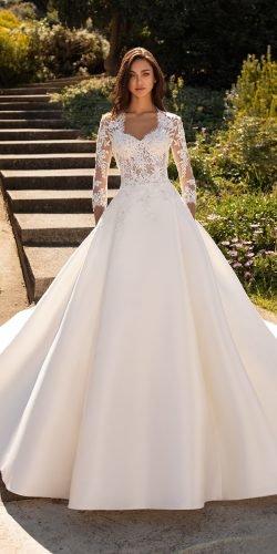  hottest wedding dresses 2020 a line with sleeves lace top pronovias