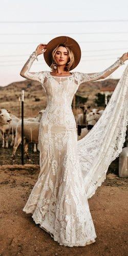 hottest wedding dresses 2020 sheath with long sleeves boho dreamersandlovers