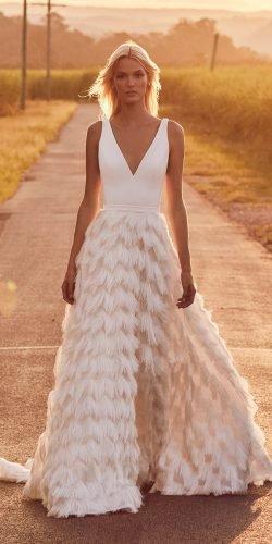hottest wedding dresses 2020 a line v neckline feather skirt simple suzanne harward