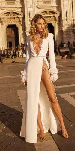 hottest wedding dresses 2020 modern with long sleeves illusion neckline sequins berta