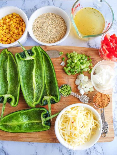 Southwestern Stuffed Poblano Peppers with Quinoa and Corn