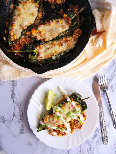 Southwestern Stuffed Poblano Peppers with Quinoa and Corn