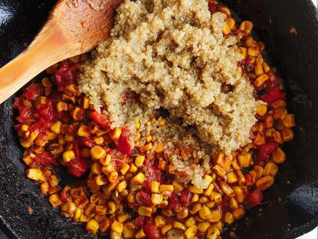 Southwestern Stuffed Poblano Peppers with Quinoa and Corn