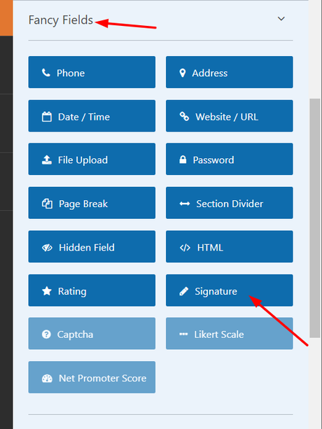 wpforms signature field