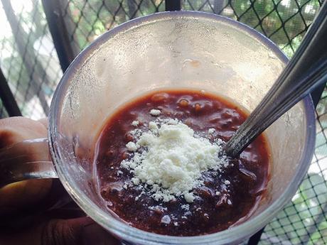 Champorado in a glass cup