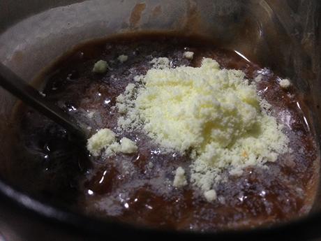 Chocolate rice porridge with milk