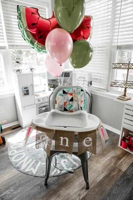 one in a melon first birthday high chair decorations