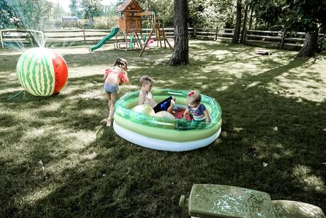 watermelon pool and sprinkler 