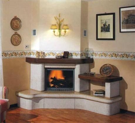 Spanish-Style Corner Gas Fireplace Ideas