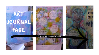 Art Journal page transformation - from blank page to finished page by Amanda Trought