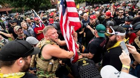 At least 13 arrested as far-right and anti-fascist protestors clash in Portland