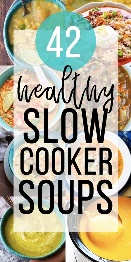 collage image of Healthy Slow Cooker Soup Recipes