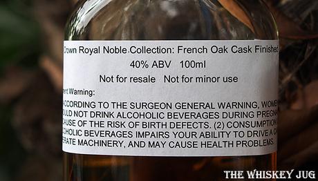Label for the Crown Royal Noble Collection French Oak