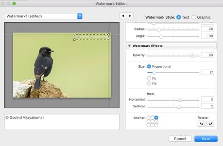 Watermark editor in Lightroom