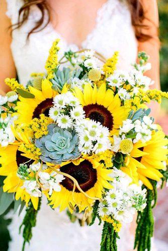 sunflower bouquets with white flowers 4