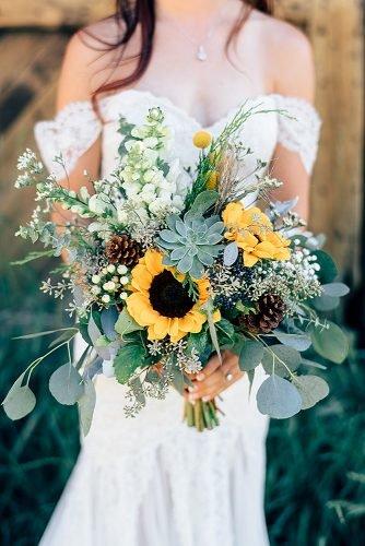 sunflower wedding bouquets bouquet with eucalyptus