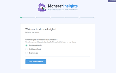 monsterinsights configuration wizard