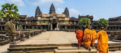 Amazing view of Angkor Wat is a temple complex in Cambodia and the largest religious monument in the world