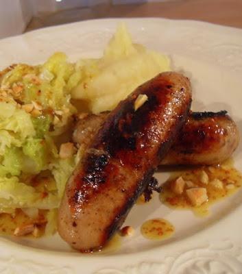 Herby Sausages with Parsnip Mash and Stir Fried Cabbage