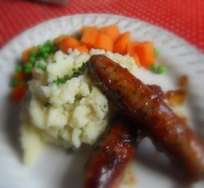 Sticky Bangers with Chive & Buttermilk Mash