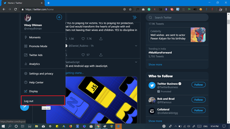 How to Logout from Twitter Account (2019 Redesign) Logout from twitter 2019 design