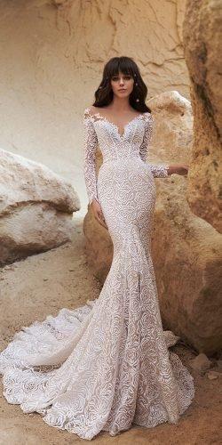  katherine joyce wedding dresses fit and flare with long sleeves illusion neckline 2020