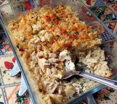 Garlic Cheddar Chicken & Rice Bake 