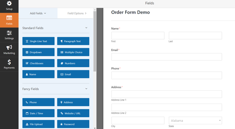 wpforms order form