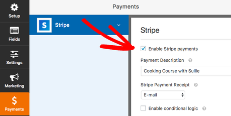 enable stripe payments