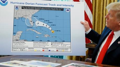 Trump shows apparently altered map of Hurricane Dorian trajectory