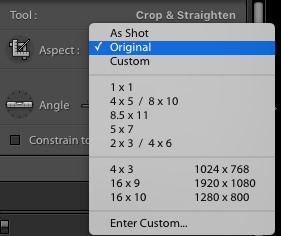 Aspect Ratio Selection for crop in Lightroom