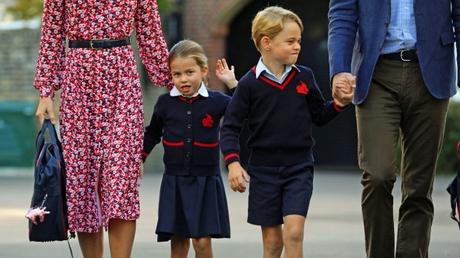 Princess Charlotte arrives for her first day of school with her big brother