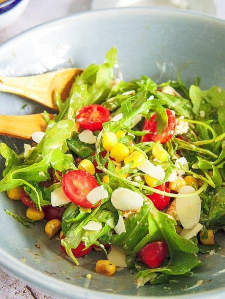 Arugula, Corn and Tomato Salad with Goat Cheese