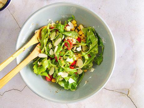 Arugula, Corn and Tomato Salad with Goat Cheese