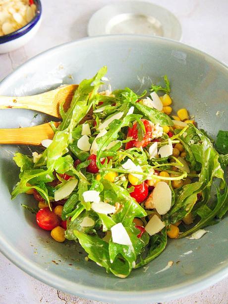 Arugula, Corn and Tomato Salad with Goat Cheese