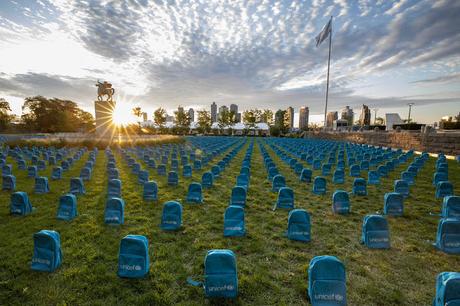 On 8 September 2019, a UNICEF installation highlighting the grave scale of child deaths in conflict during 2018 on the North Lawn at the United Nations Headquarters