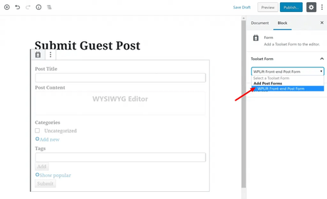 All About WordPress: How Users Can Submit A Post From Front-End embed form WordPress