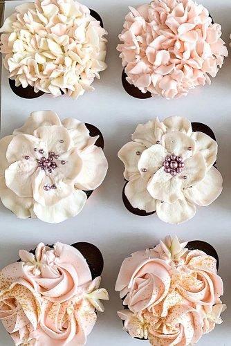 chocolate wedding cupcake pastel flowers