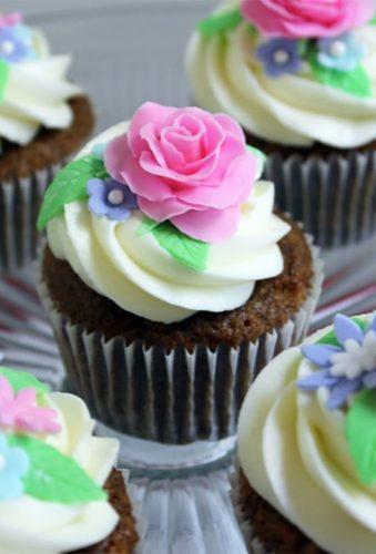 chocolate wedding cupcake pink flower on cupcake thispieceofcake