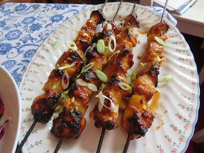 Chicken Satay Skewers and Rainbow Salad