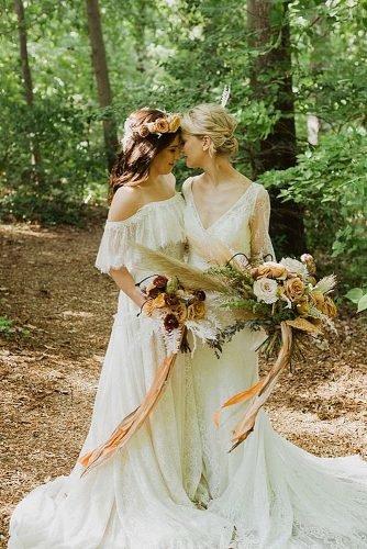 lesbian wedding ideas two brides with wedding bouquets