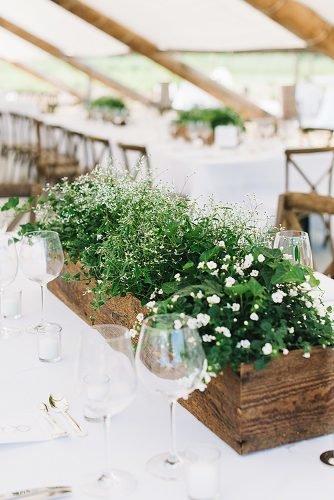 diy wedding ideas green centerpiece in wooden plantern